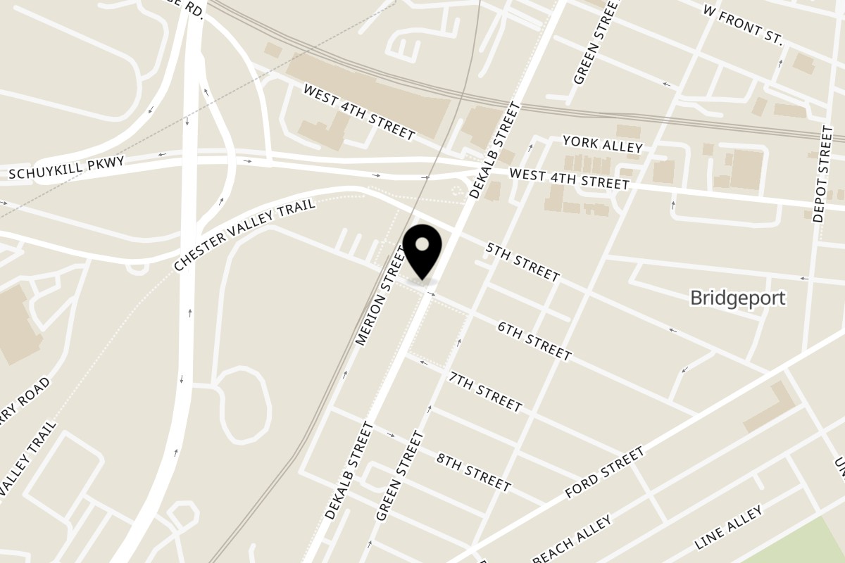 Map showing the location of Bridgeport Coffee House on 520 DeKalb St in Bridgeport